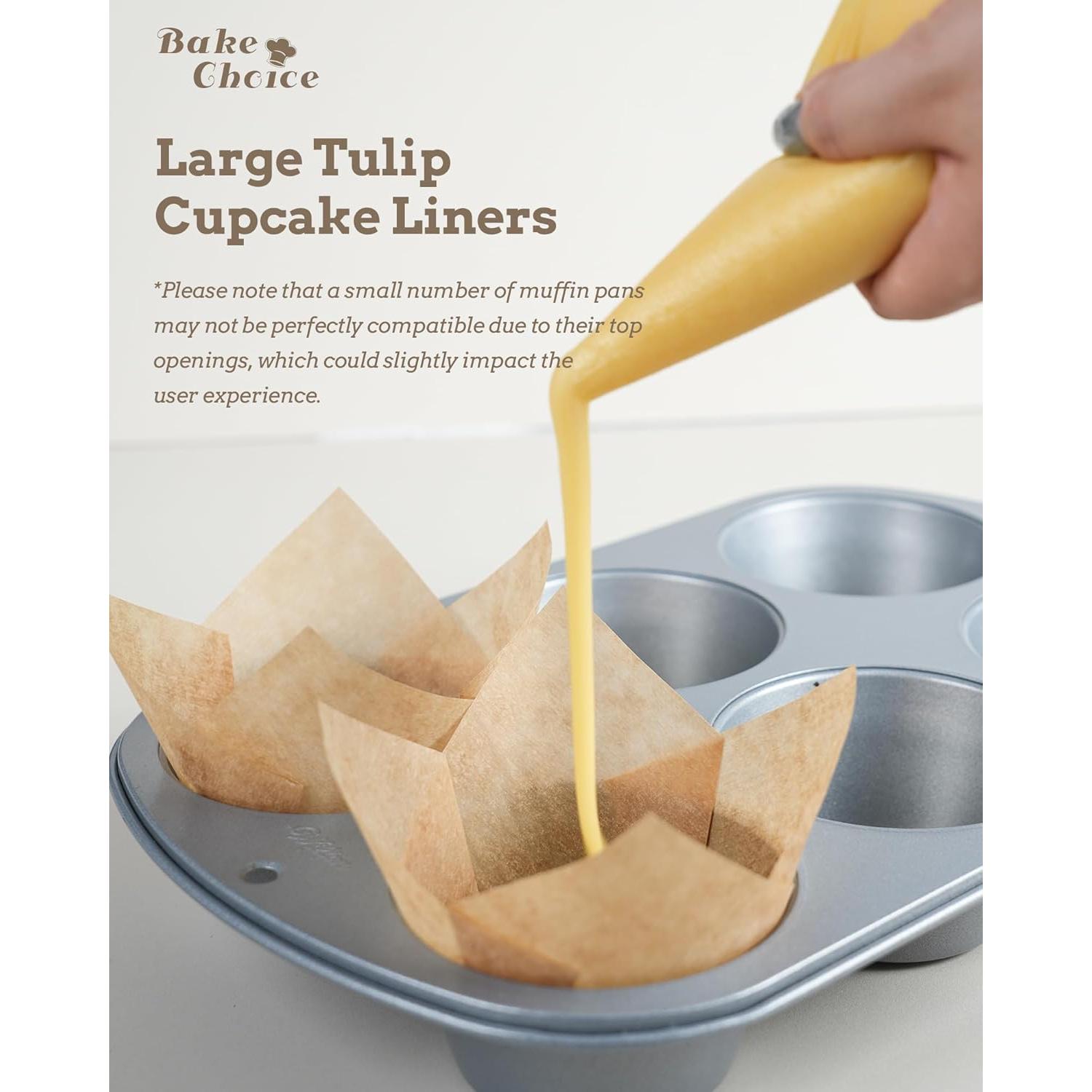 100 Fundas de Tulipán Marrón Bake Choice para Cupcakes Grandes