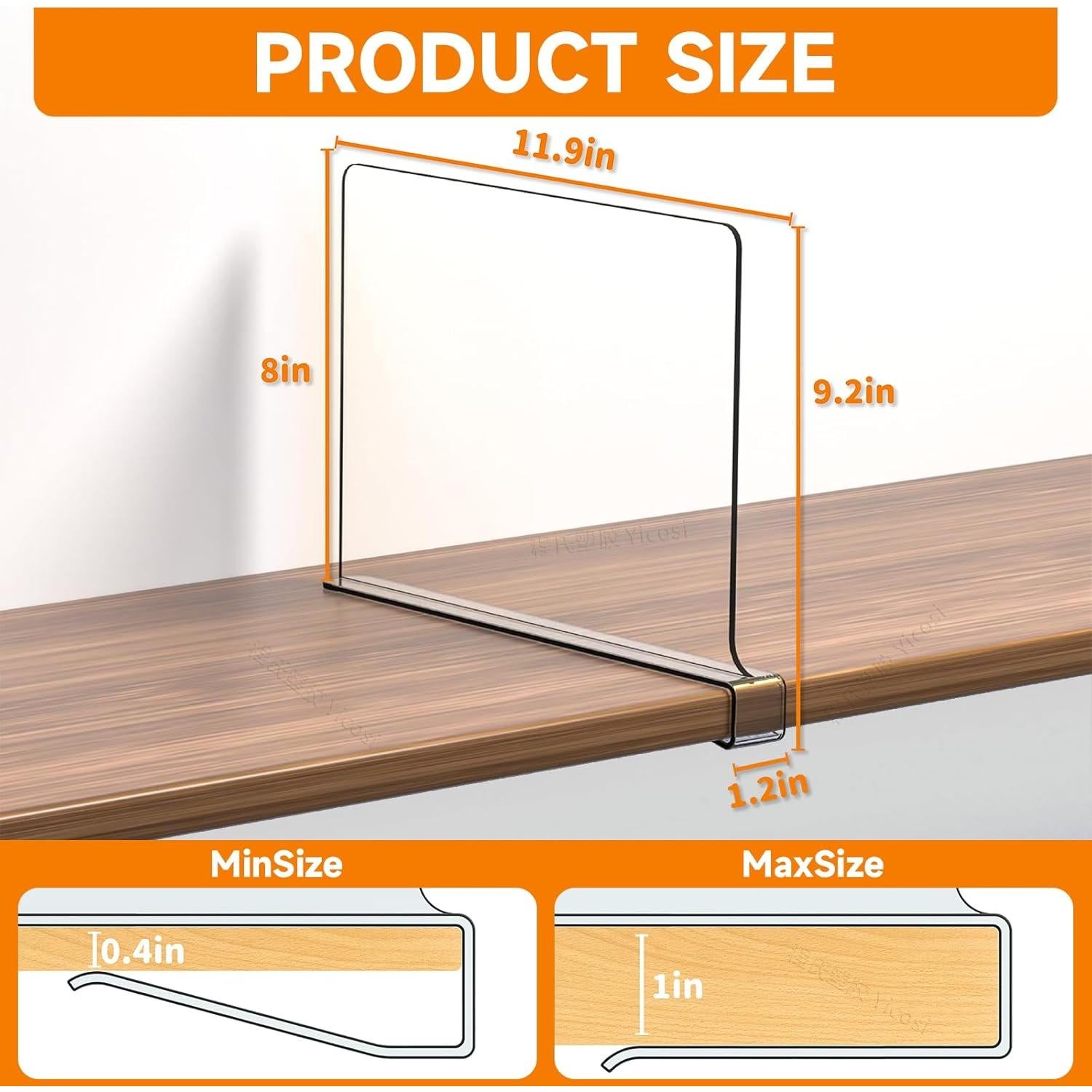 Separadores de Estante Acrílico Yieach 4 Piezas 23.4 cm