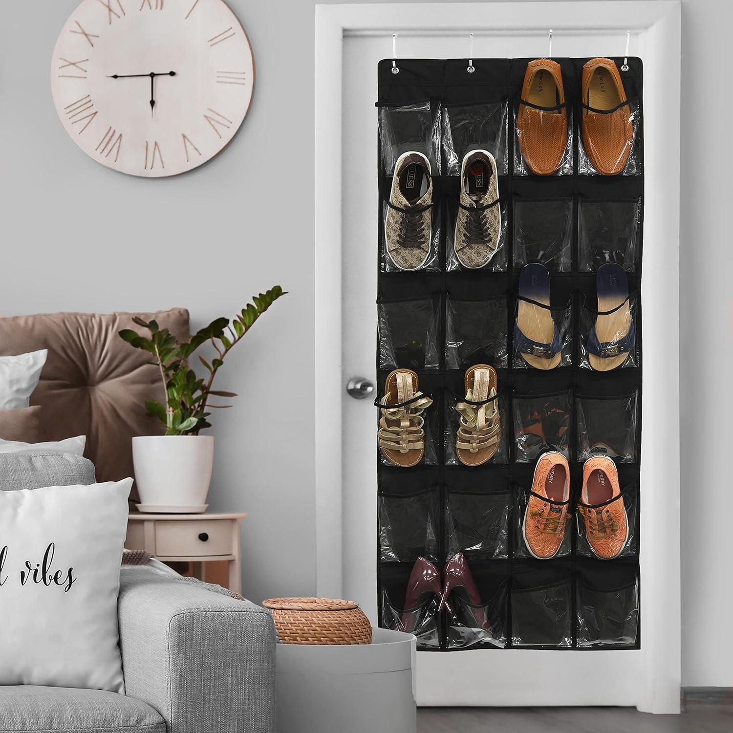 Organizador de Zapatos Colgante Simple Houseware 24 Bolsillos Negro