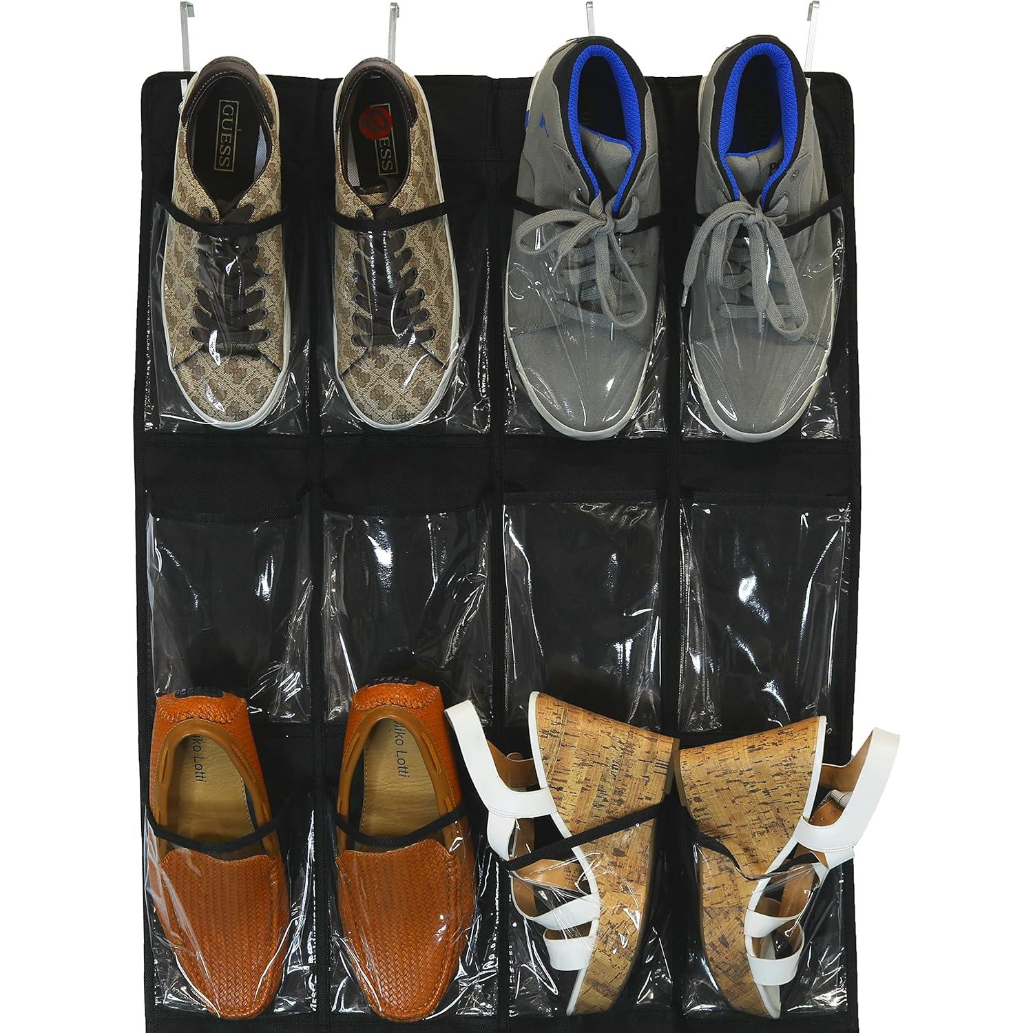 Organizador de Zapatos Colgante Simple Houseware 24 Bolsillos Negro