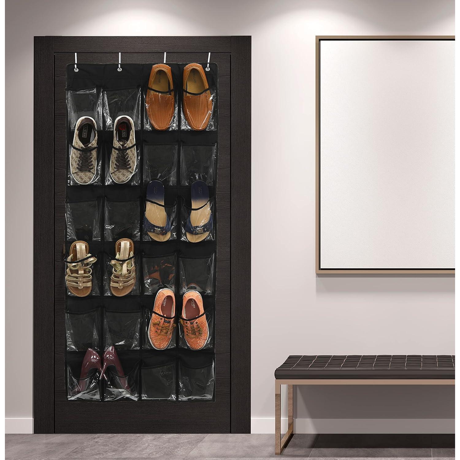 Organizador de Zapatos Colgante Simple Houseware 24 Bolsillos Negro