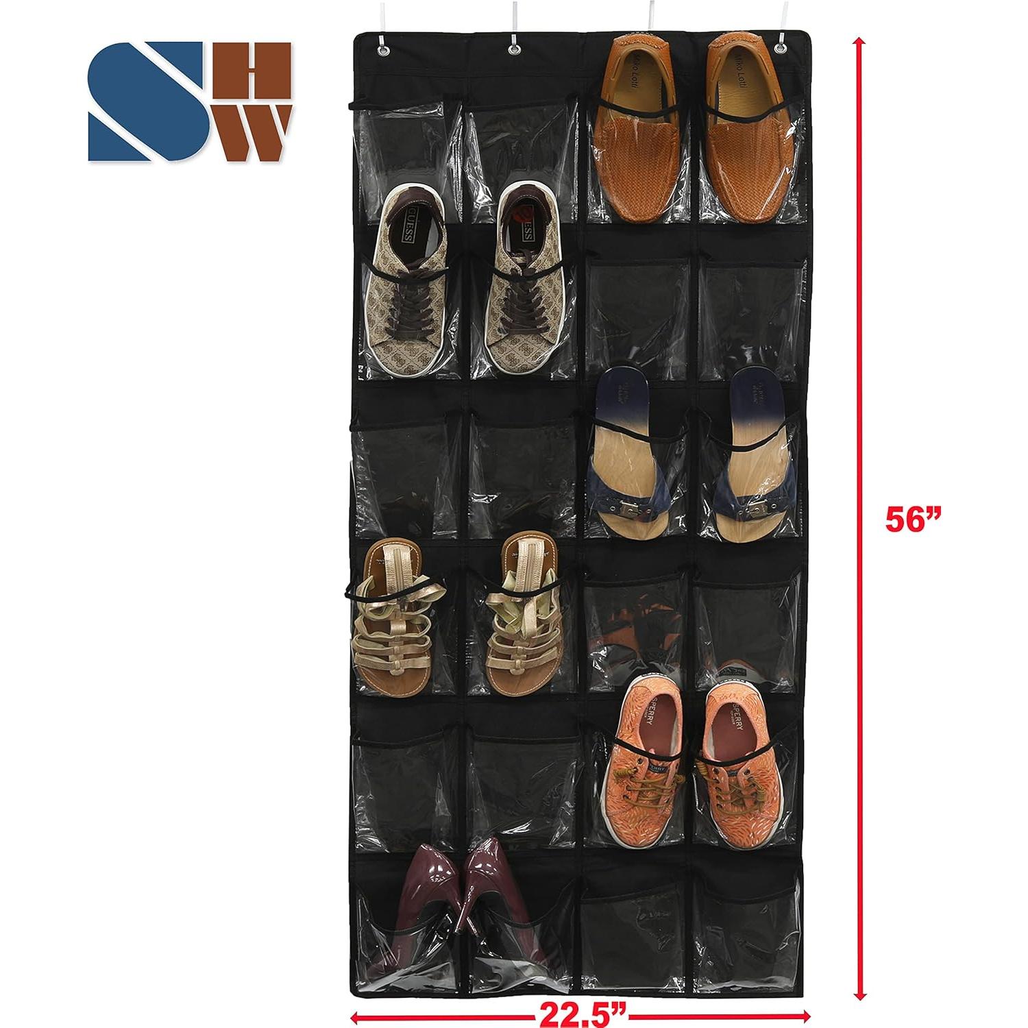 Organizador de Zapatos Colgante Simple Houseware 24 Bolsillos Negro