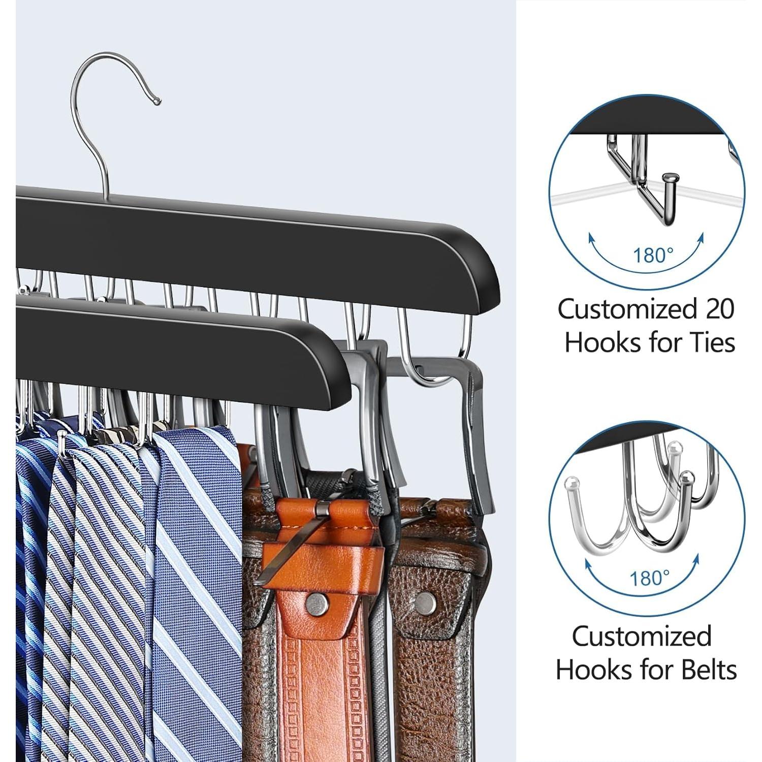 Perchero de Corbatas y Cinturones Resovo 2 en 1 Plegable