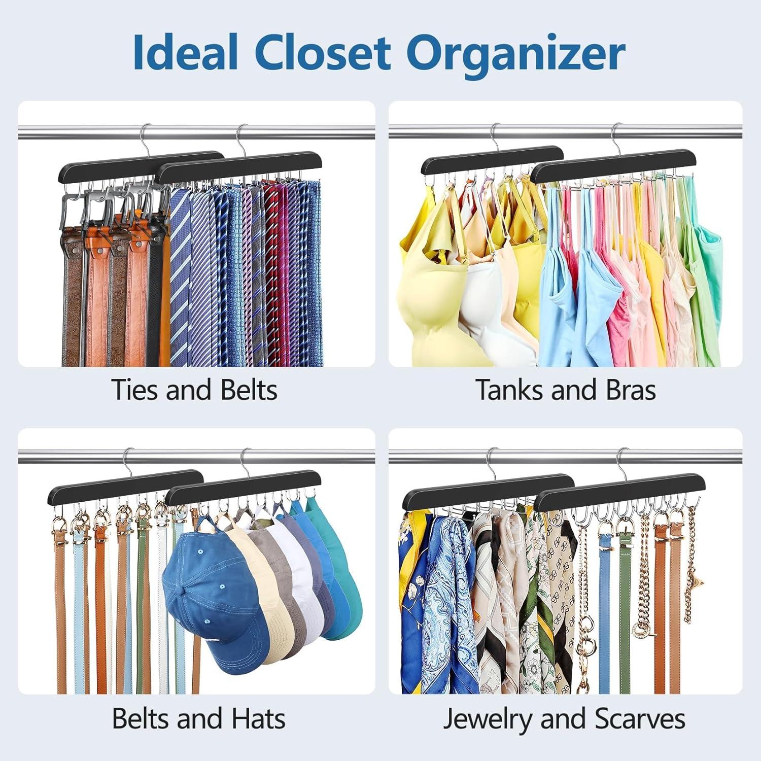 Perchero de Corbatas y Cinturones Resovo 2 en 1 Plegable