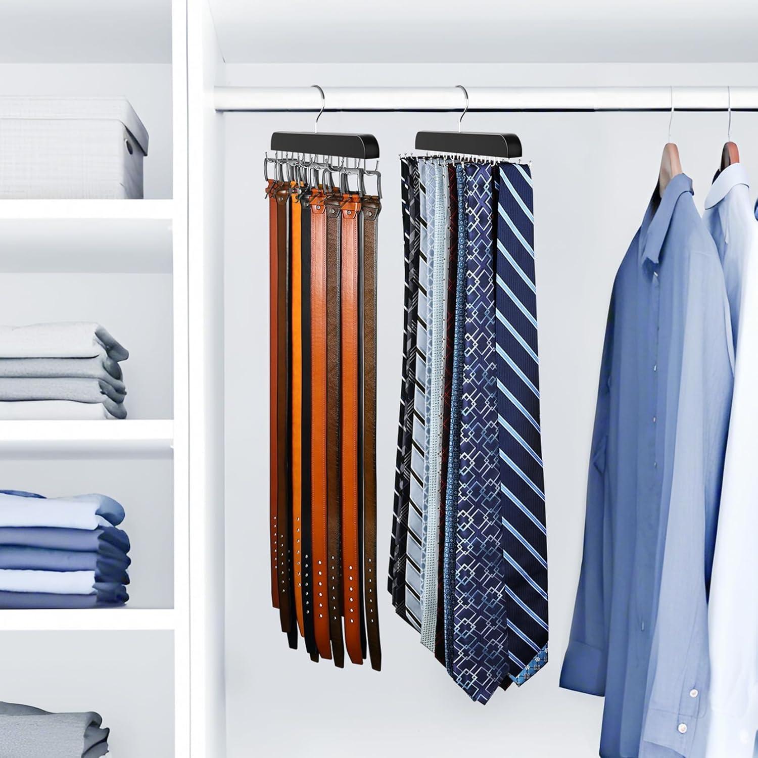 Perchero de Corbatas y Cinturones Resovo 2 en 1 Plegable