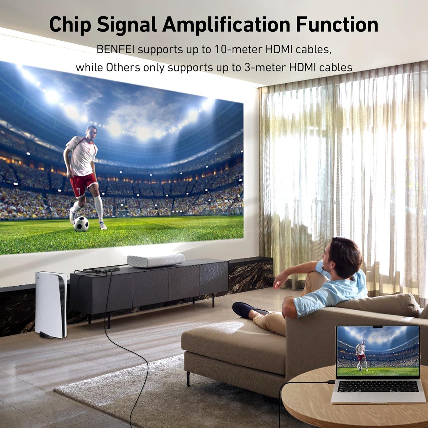 Interruptor HDMI 4 en 1 BENFEI 4K@60Hz 10M Compatible PS5