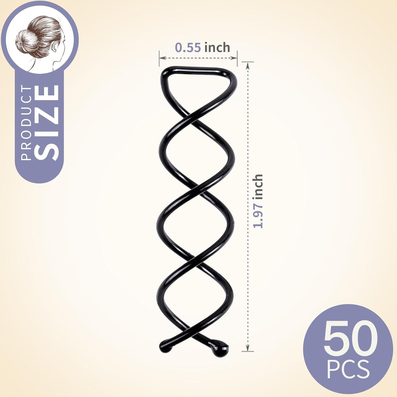 Pasadores de Cabello Espirales FANDAMEI 50 Piezas Negros