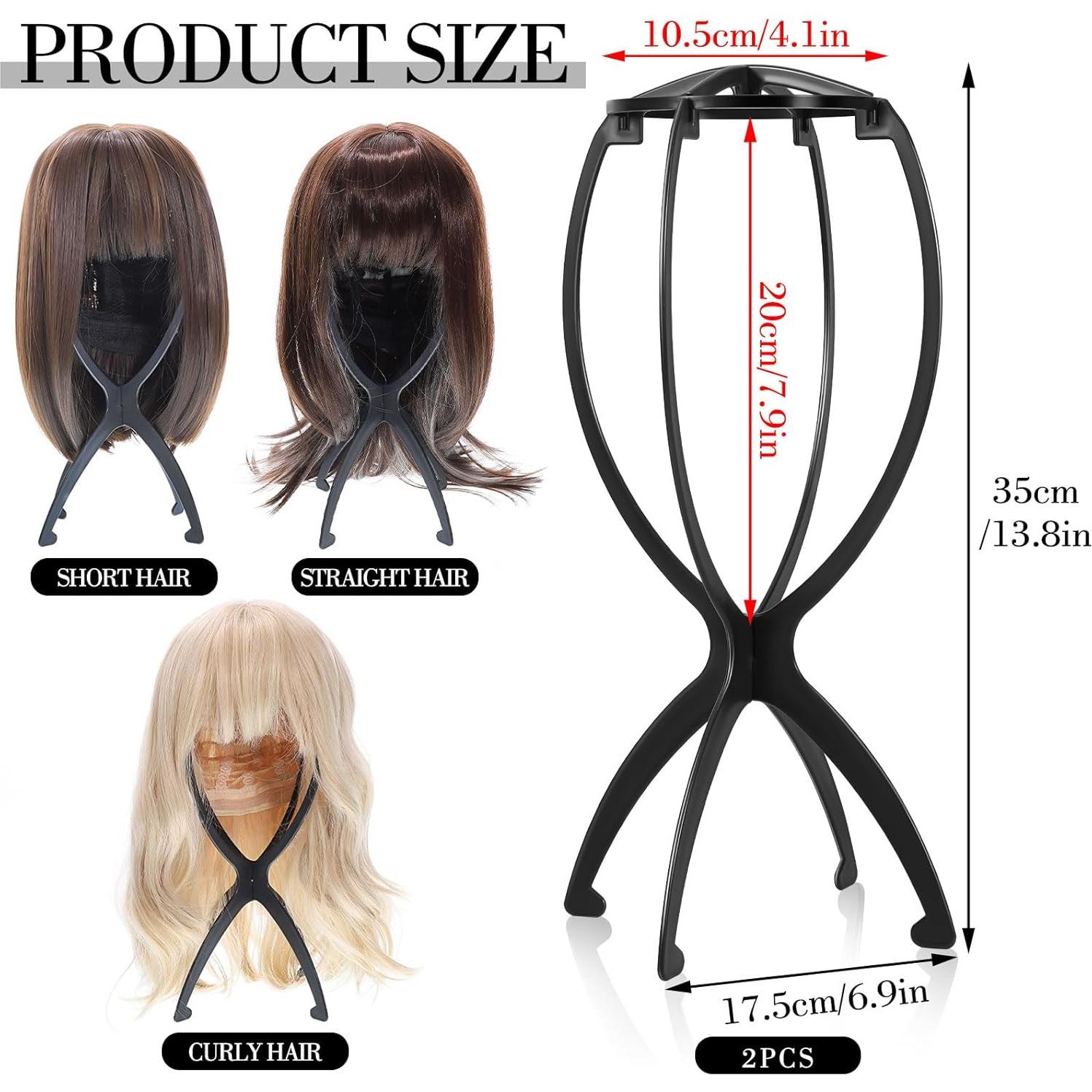 Soporte para Pelucas Obeoby Negro 35 cm Plegable y Ligero