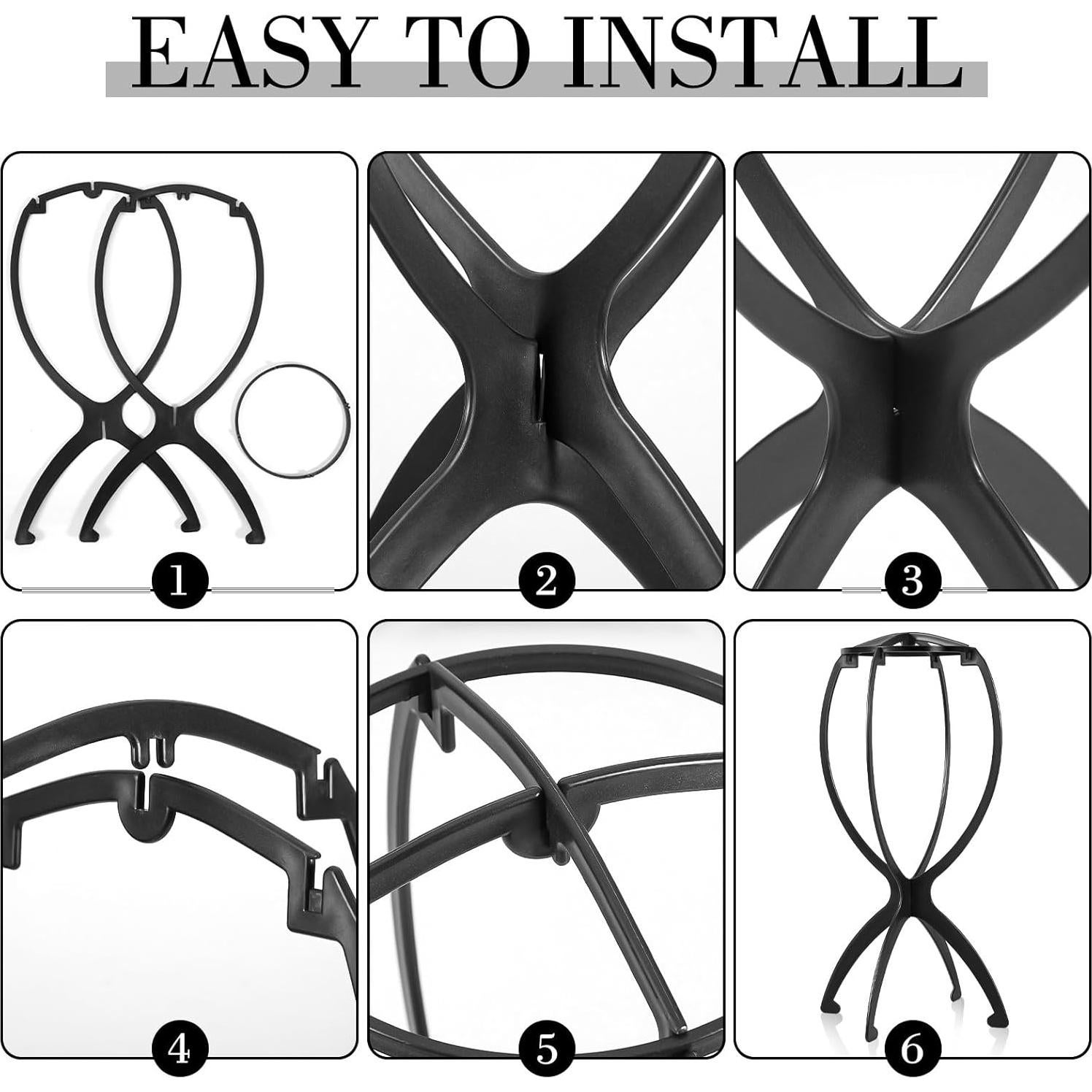 Soporte para Pelucas Obeoby Negro 35 cm Plegable y Ligero