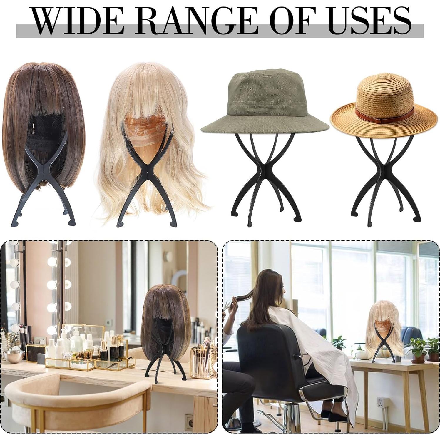 Soporte para Pelucas Obeoby Negro 35 cm Plegable y Ligero