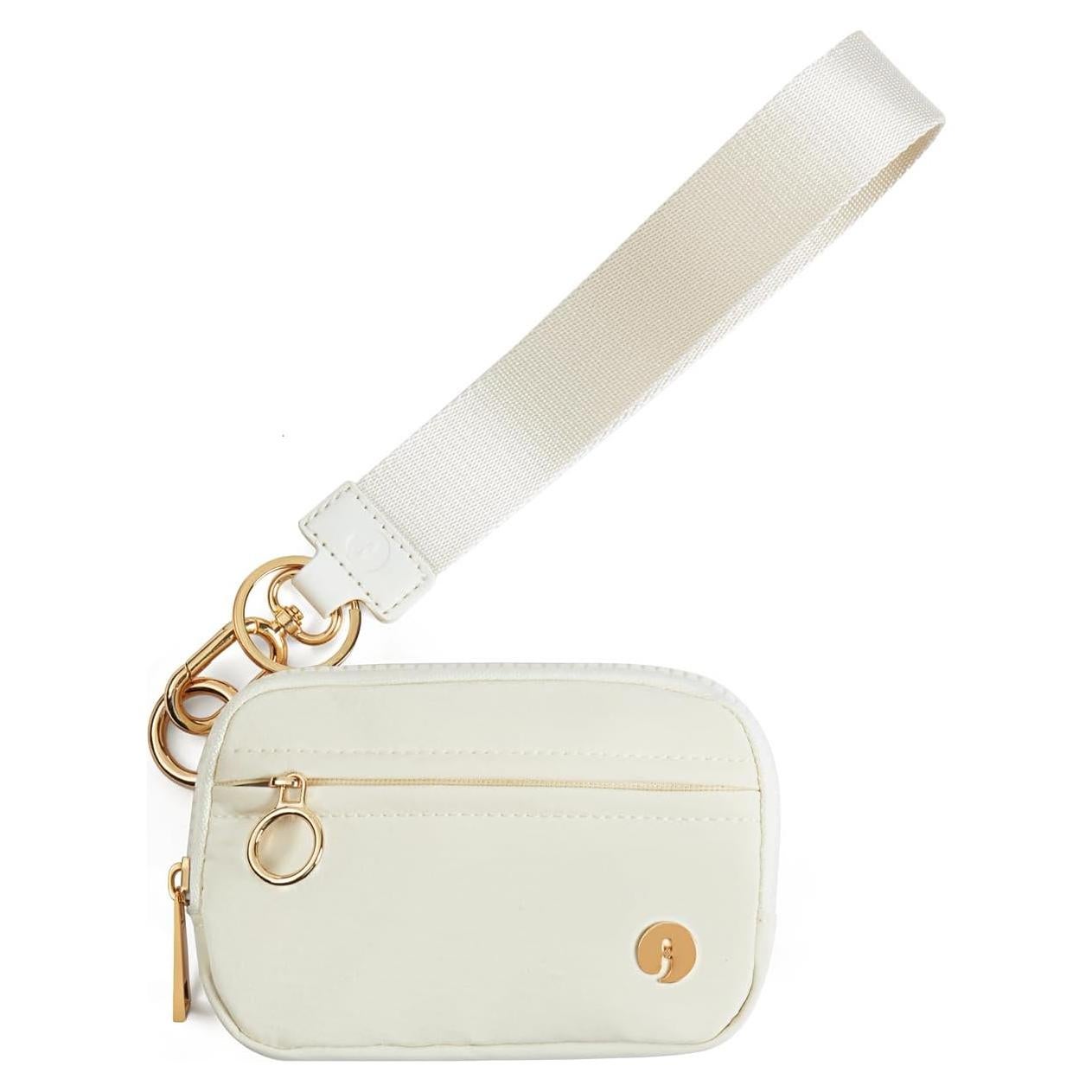 Cartera de muñeca JEEBURYEE beige con bloqueo RFID y llavero