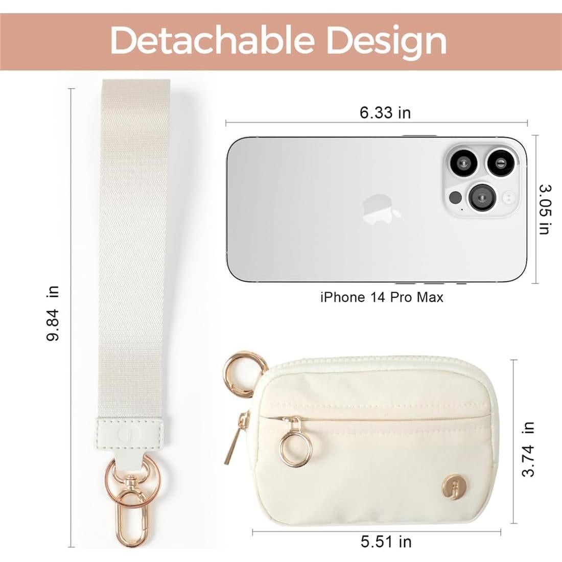 Cartera de muñeca JEEBURYEE beige con bloqueo RFID y llavero