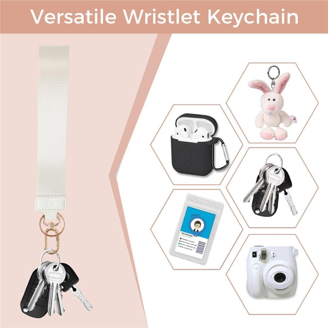 Cartera de muñeca JEEBURYEE beige con bloqueo RFID y llavero