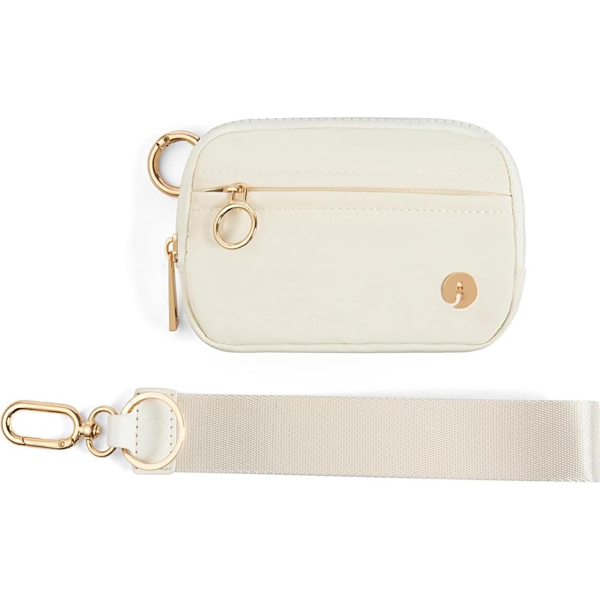 Cartera de muñeca JEEBURYEE beige con bloqueo RFID y llavero