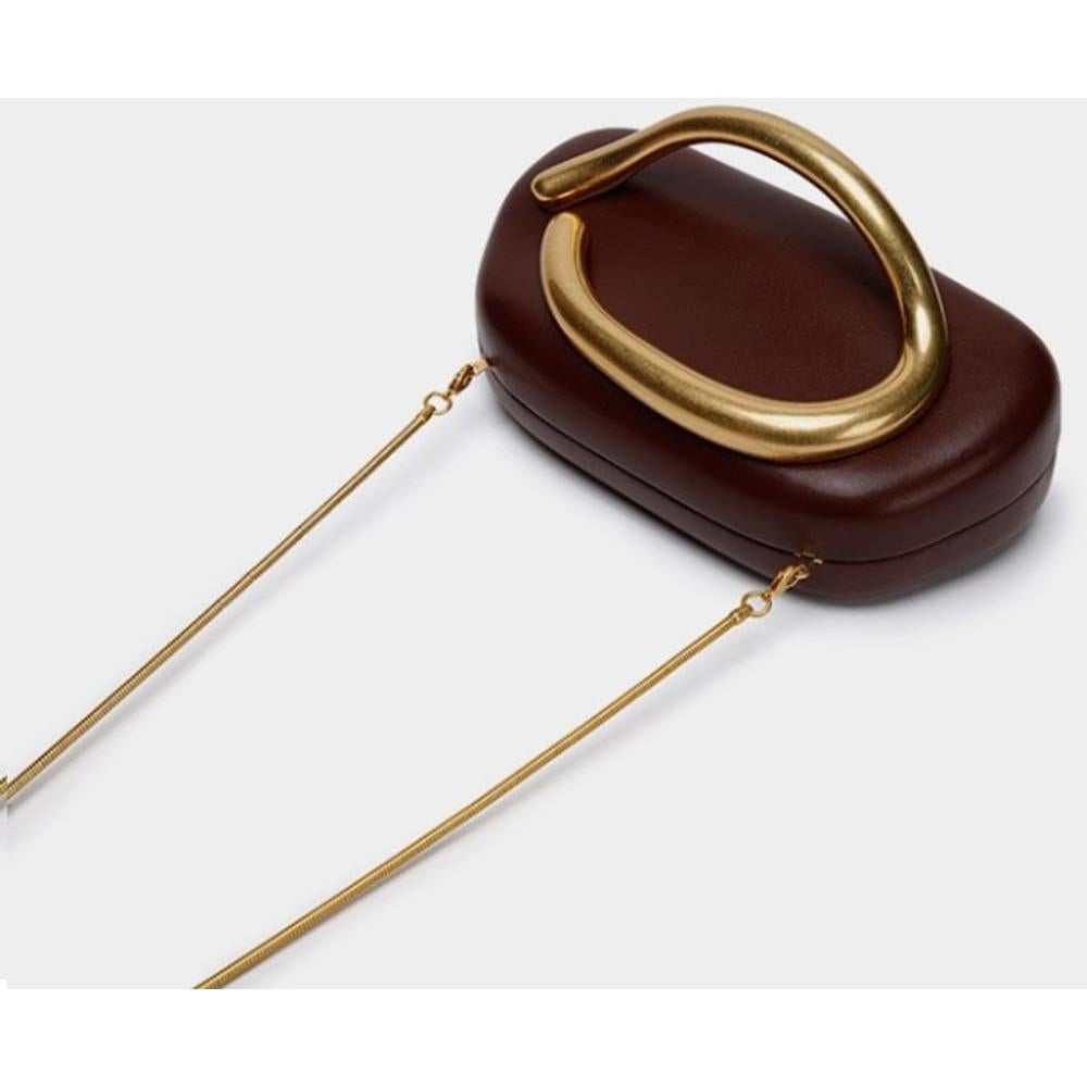 Bolso de mano de noche PU Beige Jusavie con decoración metálica