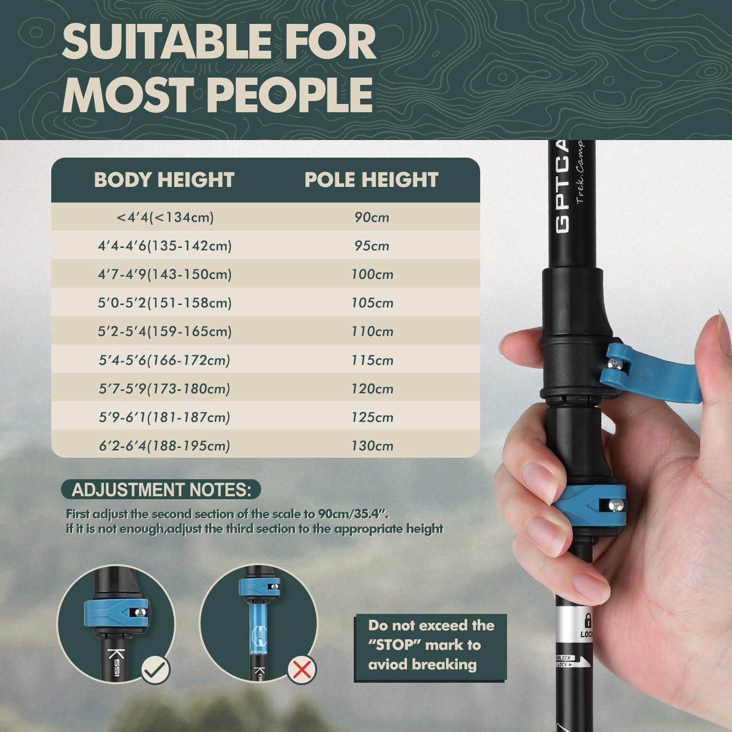 Bastones de Senderismo GPTCAMP GP-TRZ04-LB Plegables 2pc