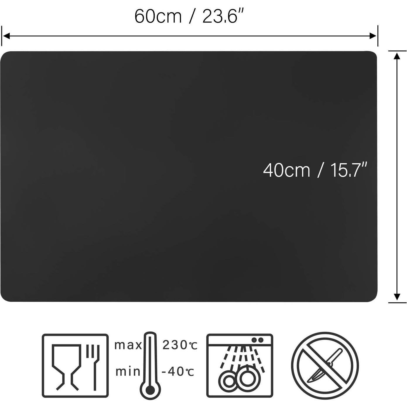 Alfombrilla de Silicona Negra Extra Grande Gartful 60x40 cm
