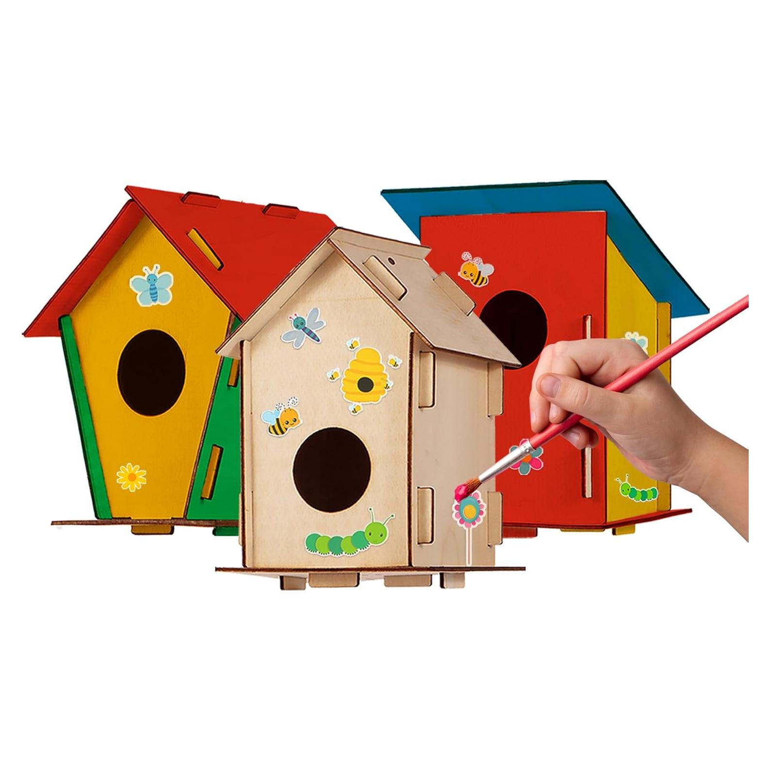 Kit de Manualidades para Niños - 9 Casas de Madera CRAFTY HAPPITOYS