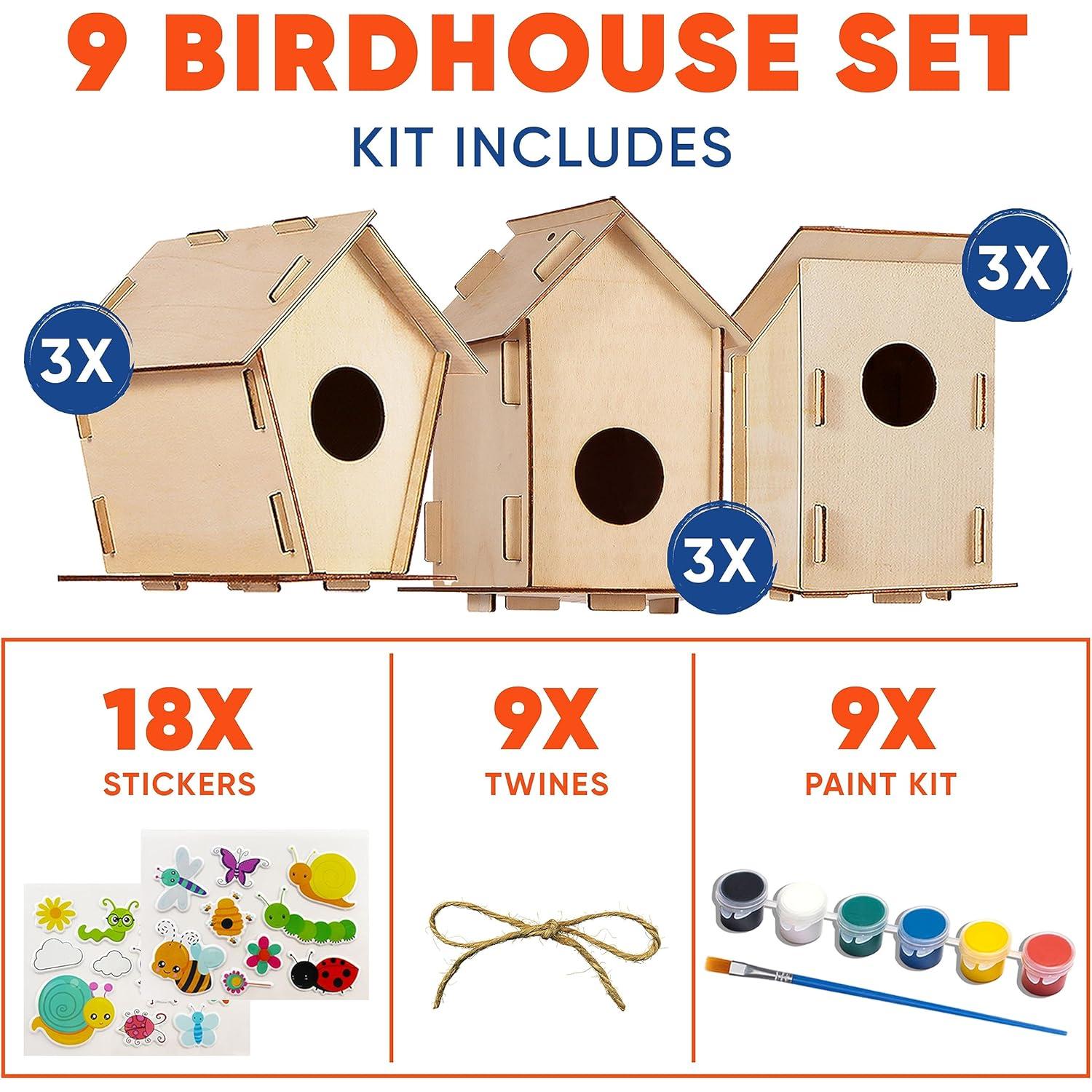 Kit de Manualidades para Niños - 9 Casas de Madera CRAFTY HAPPITOYS