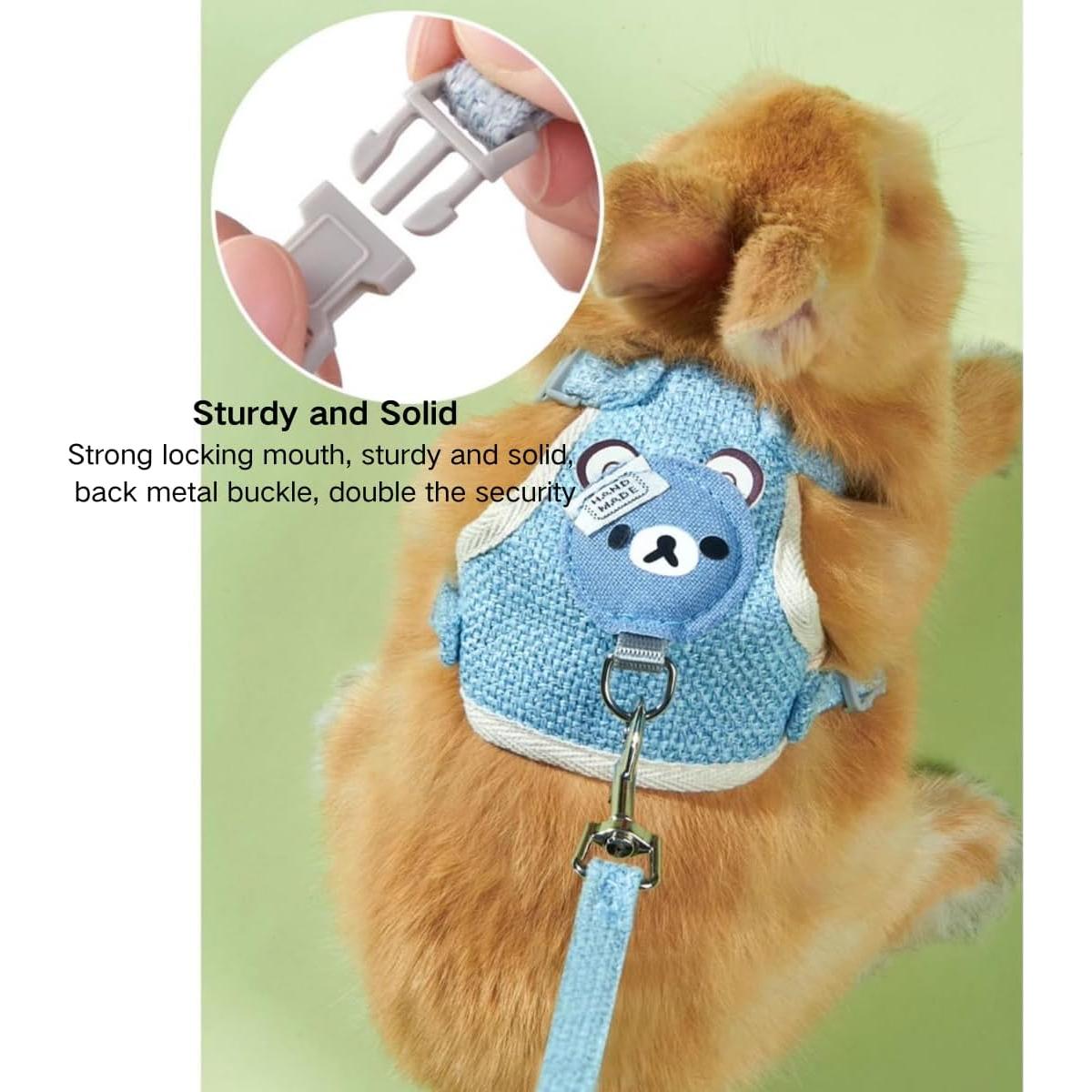 Conjunto Arnés y Correa Ajustable Copfeu para Conejos Azul