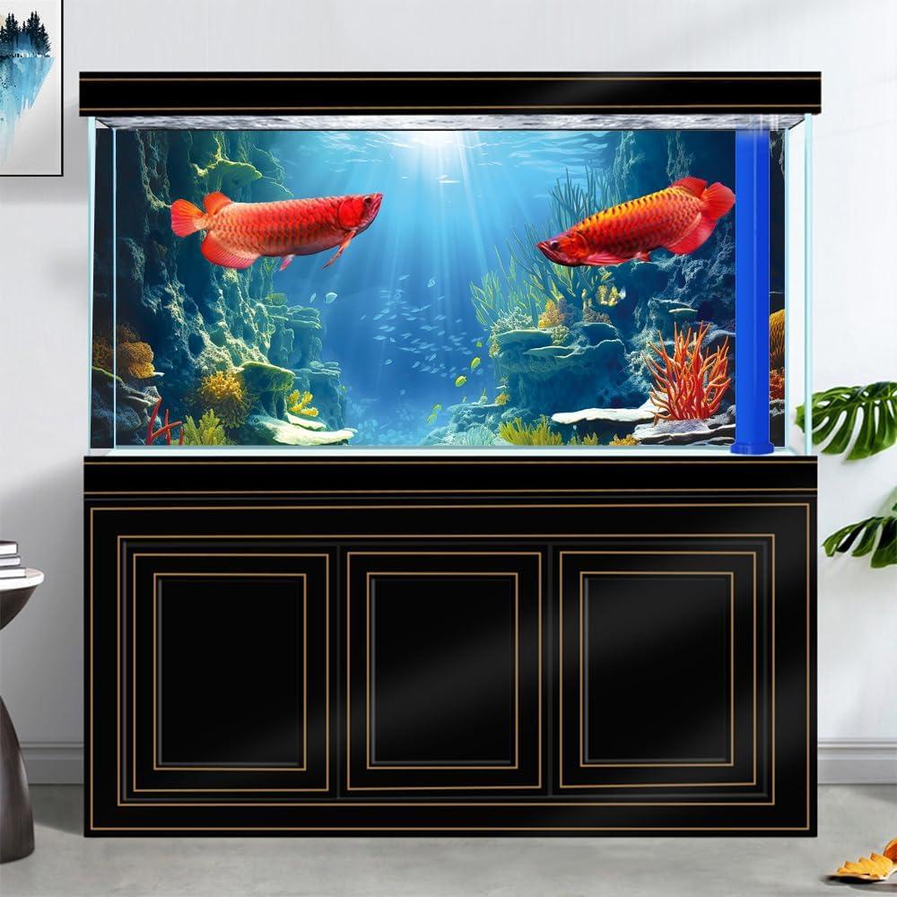 Fondo de Acuario 3D Azul Dtekoj 60x30cm con Cintas EVA