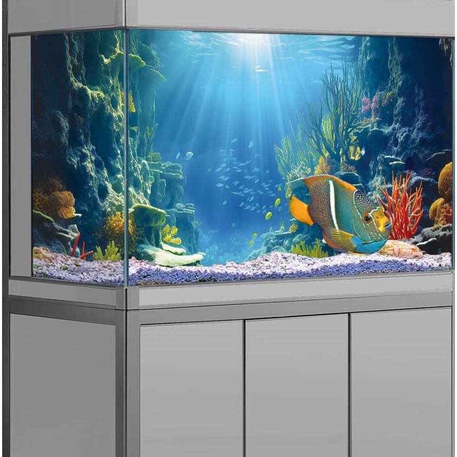 Fondo de Acuario 3D Azul Dtekoj 60x30cm con Cintas EVA