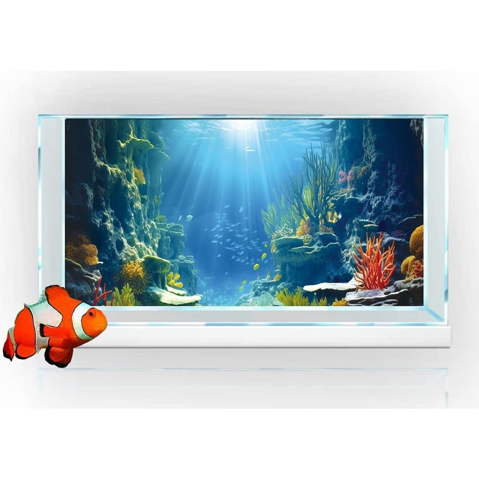 Fondo de Acuario 3D Azul Dtekoj 60x30cm con Cintas EVA
