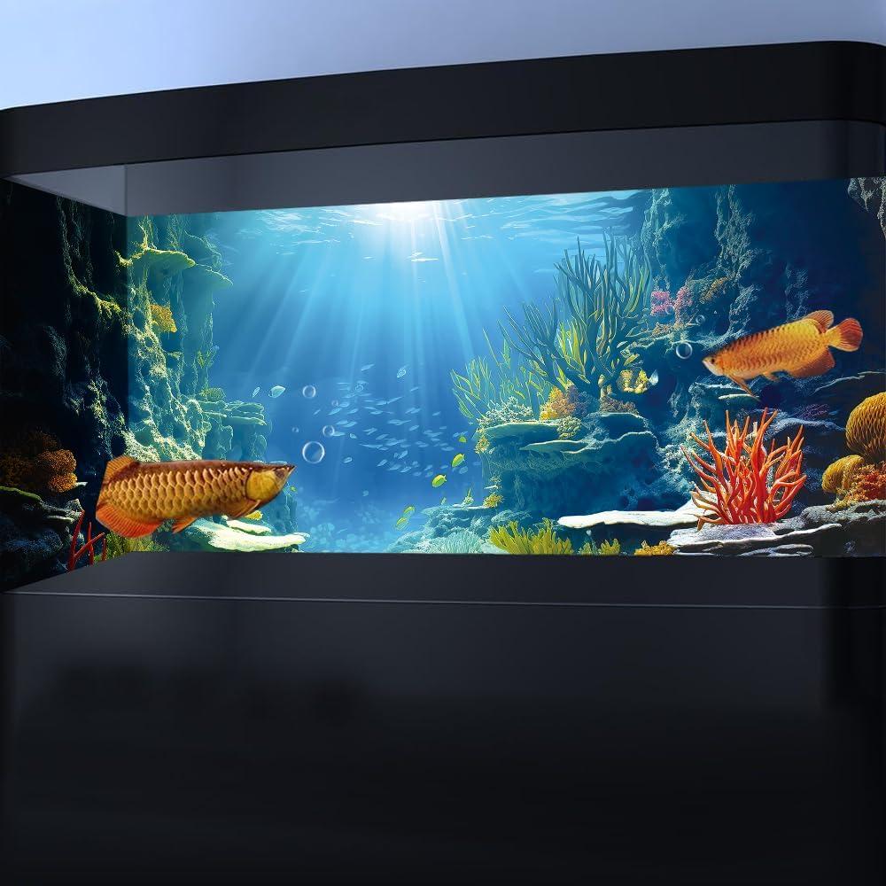 Fondo de Acuario 3D Azul Dtekoj 60x30cm con Cintas EVA