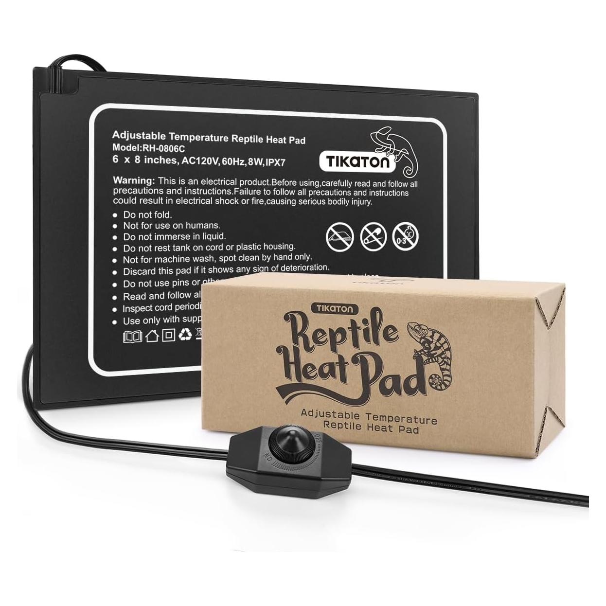 Pad de Calor para Reptiles Tikaton - Calentador Ajustable 15.24x20.32cm
