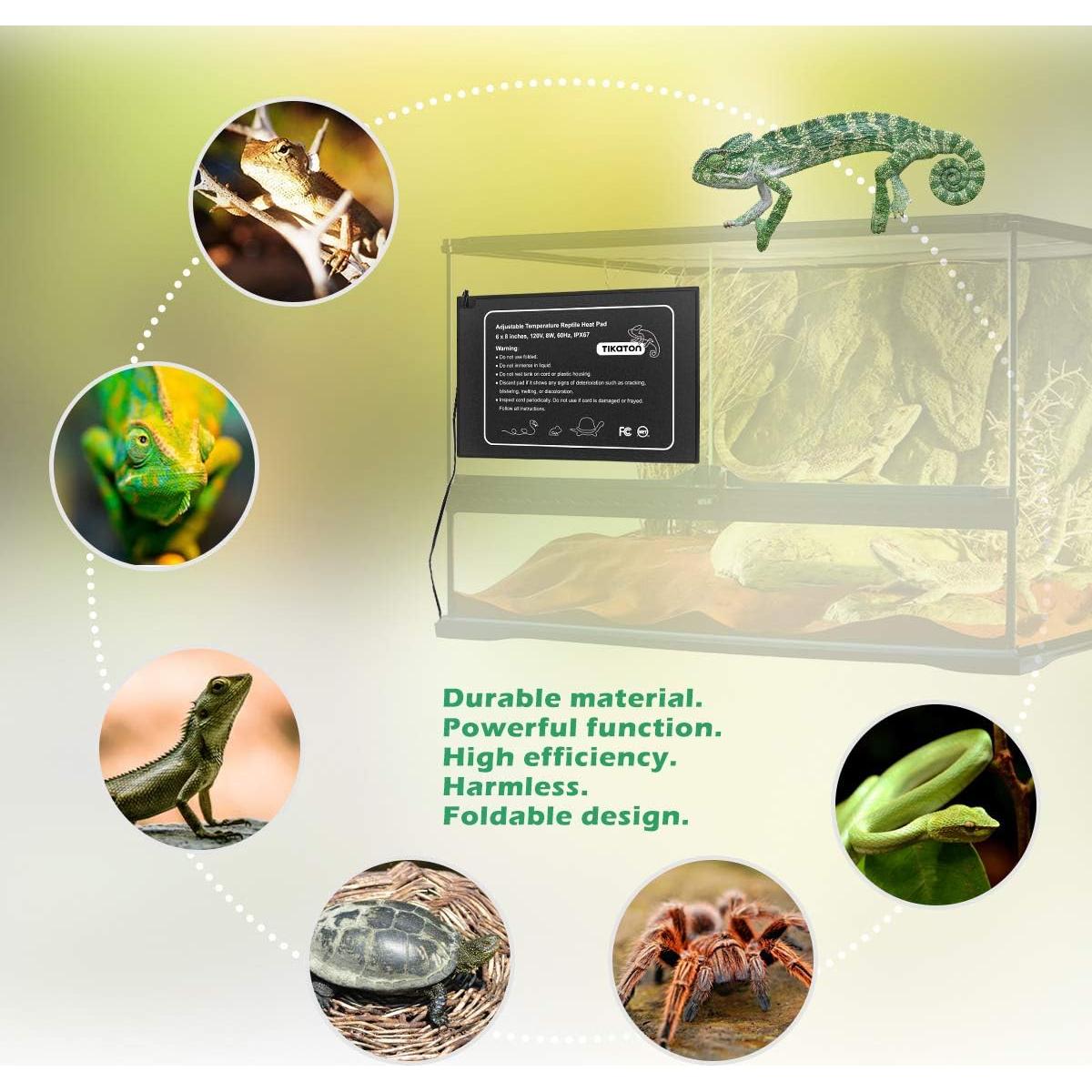 Pad de Calor para Reptiles Tikaton - Calentador Ajustable 15.24x20.32cm