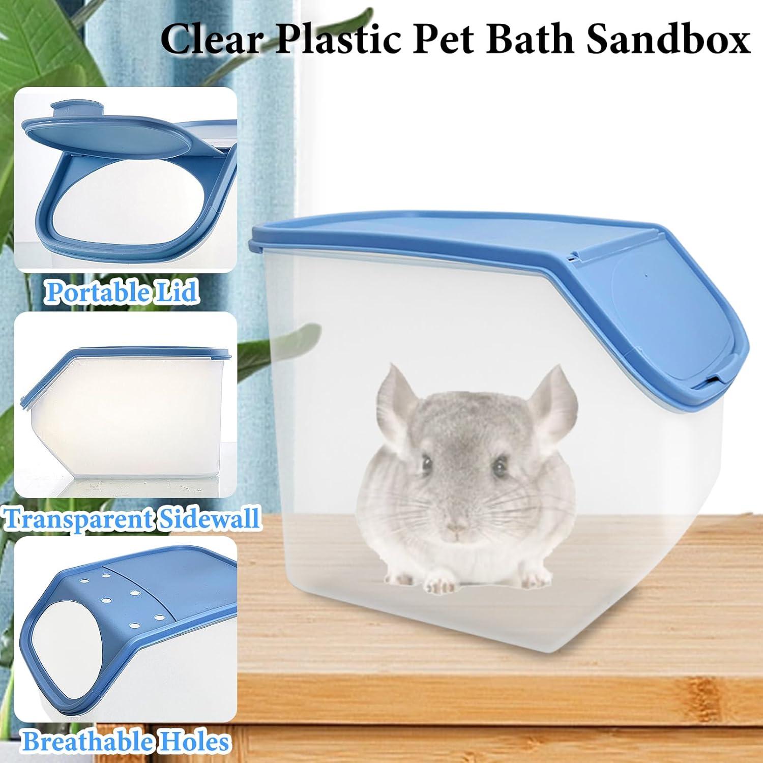 Contenedor de Baño de Arena para Chinchilla Grande BNOSDM Azul