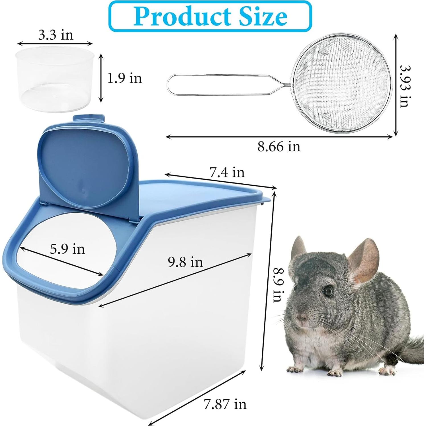 Contenedor de Baño de Arena para Chinchilla Grande BNOSDM Azul