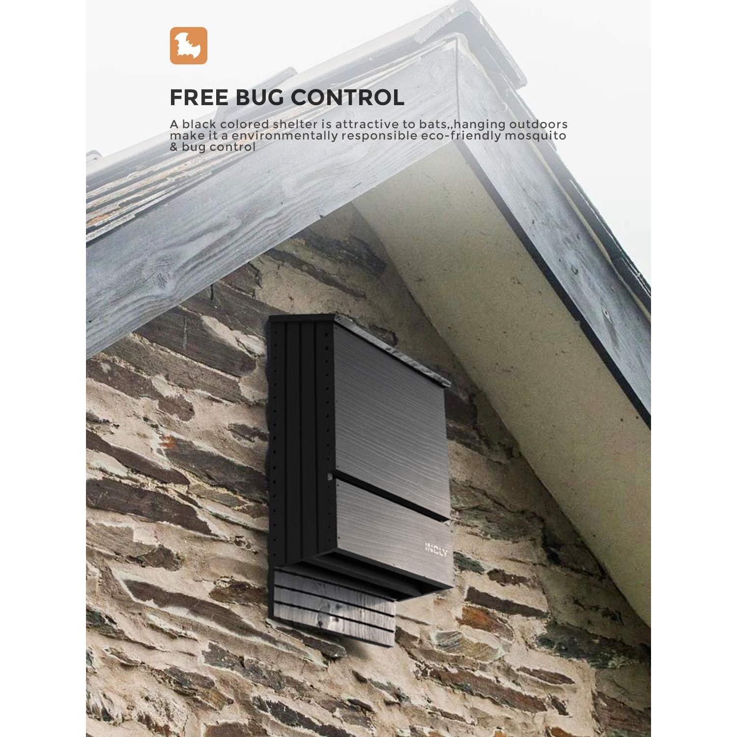 Casa Refugio para Murciélagos INCLY Madera Cedro Negra 2 Cámaras