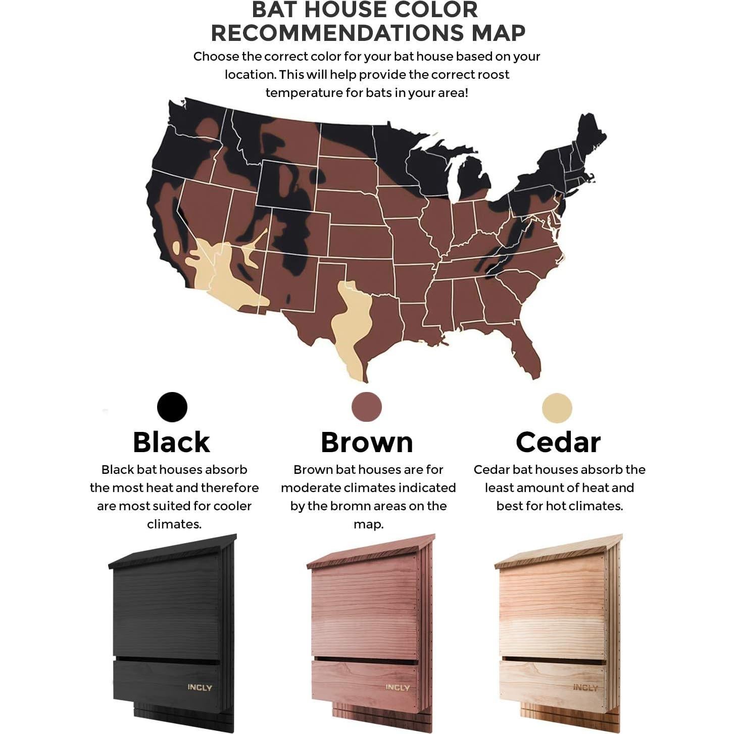 Casa Refugio para Murciélagos INCLY Madera Cedro Negra 2 Cámaras