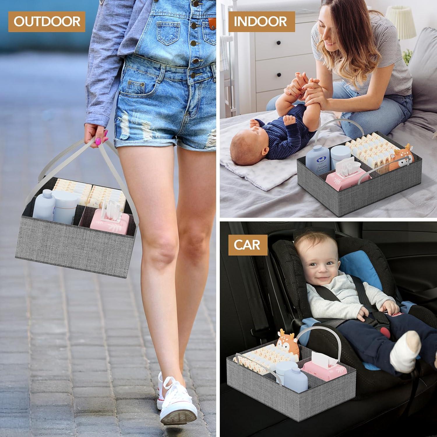 Organizador de Pañales BBLIKE 3 en 1 Carro Rodante Negro