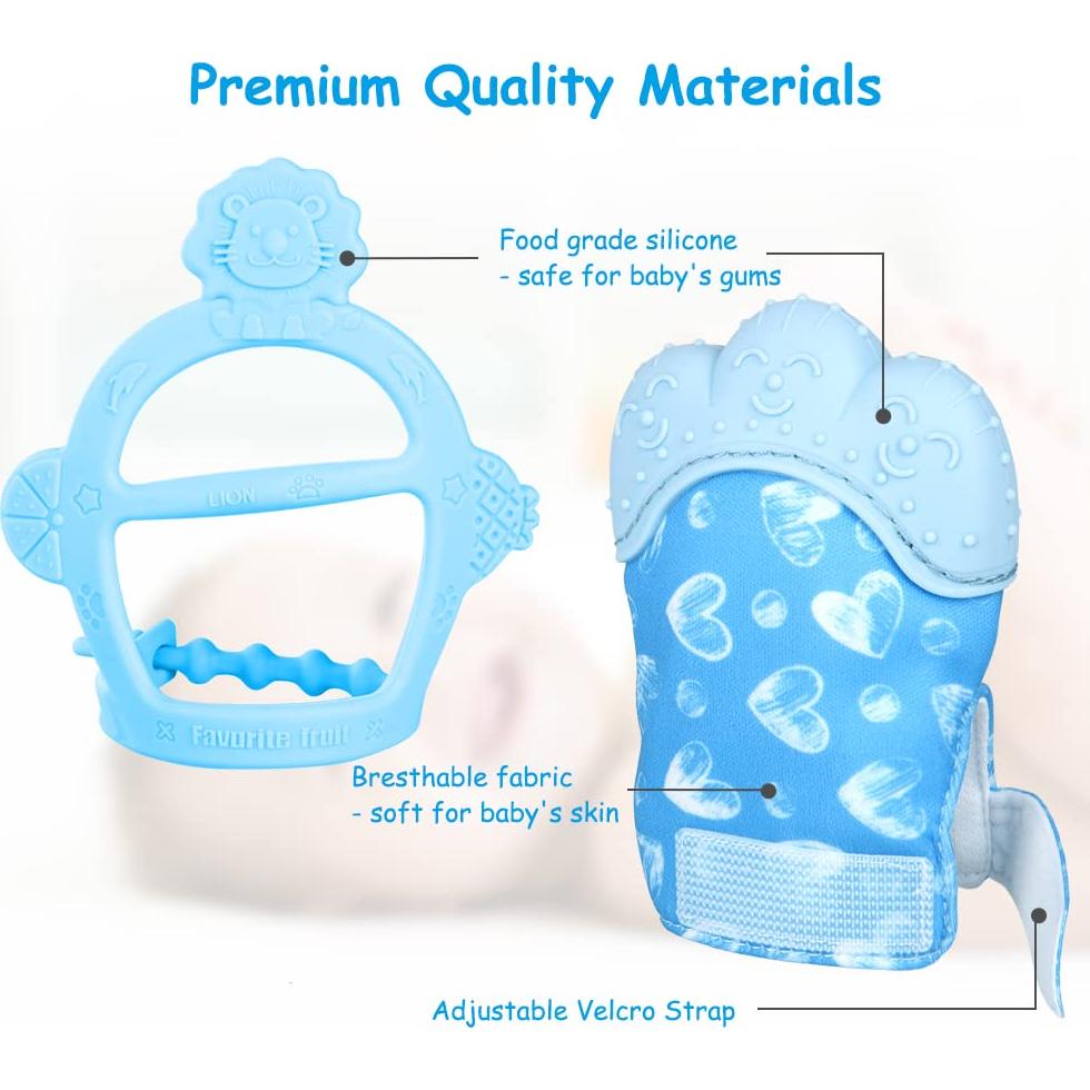 Mitones de Dentición Vicloon para Bebés - Silicona Segura 2Pcs