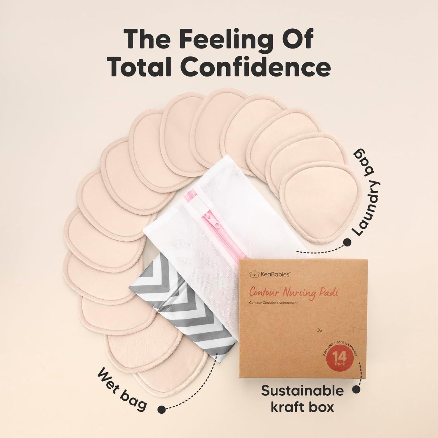 Almohadillas de Lactancia Reutilizables KeaBabies - 14 Piezas