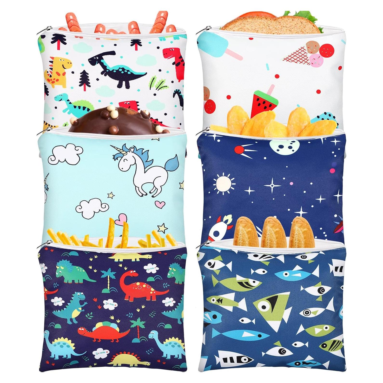 Chumia 6 Bolsas de Snack Reutilizables para Niños 18x18cm