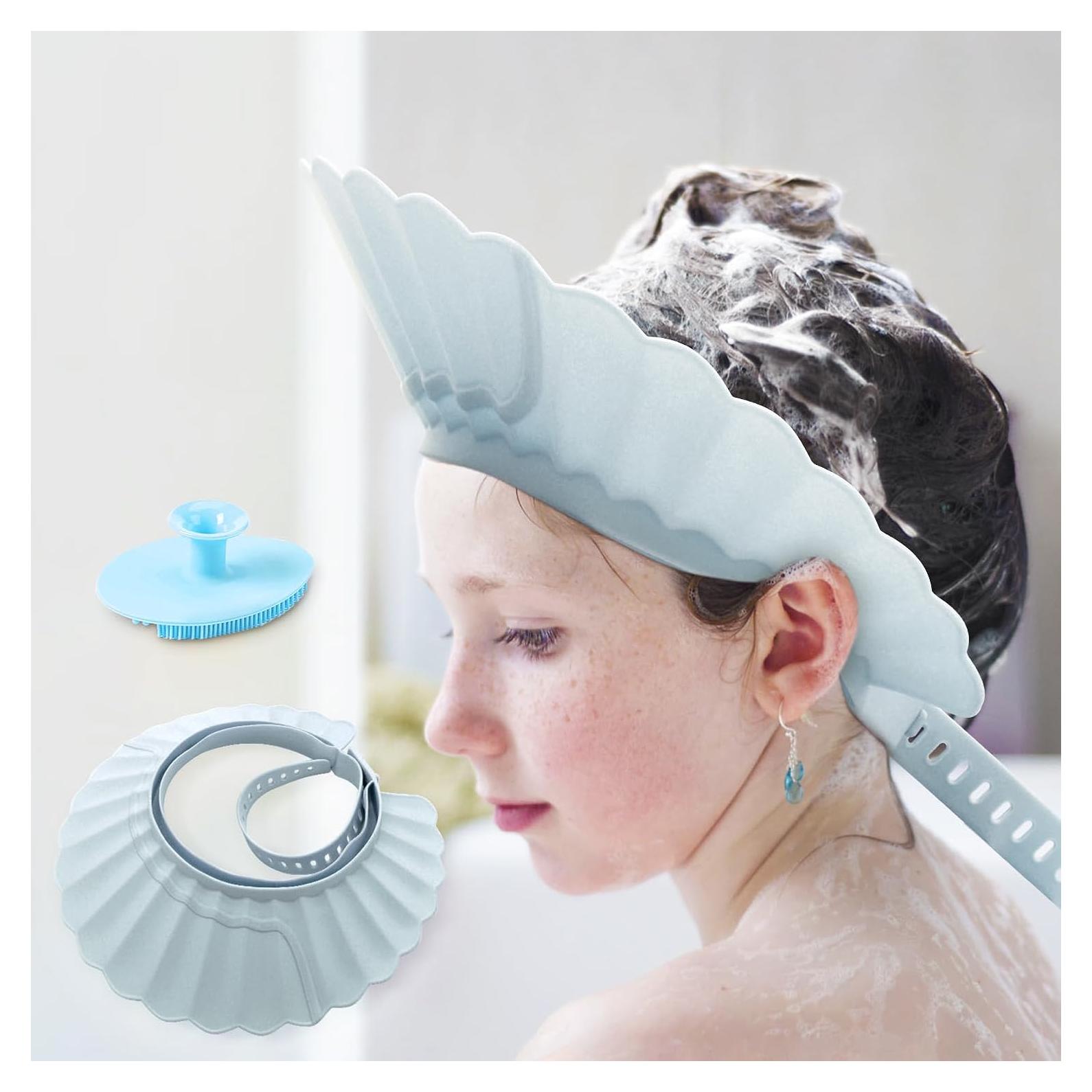 Gorro de Ducha para Bebé Azul Silicona Ajustable 38-60 cm