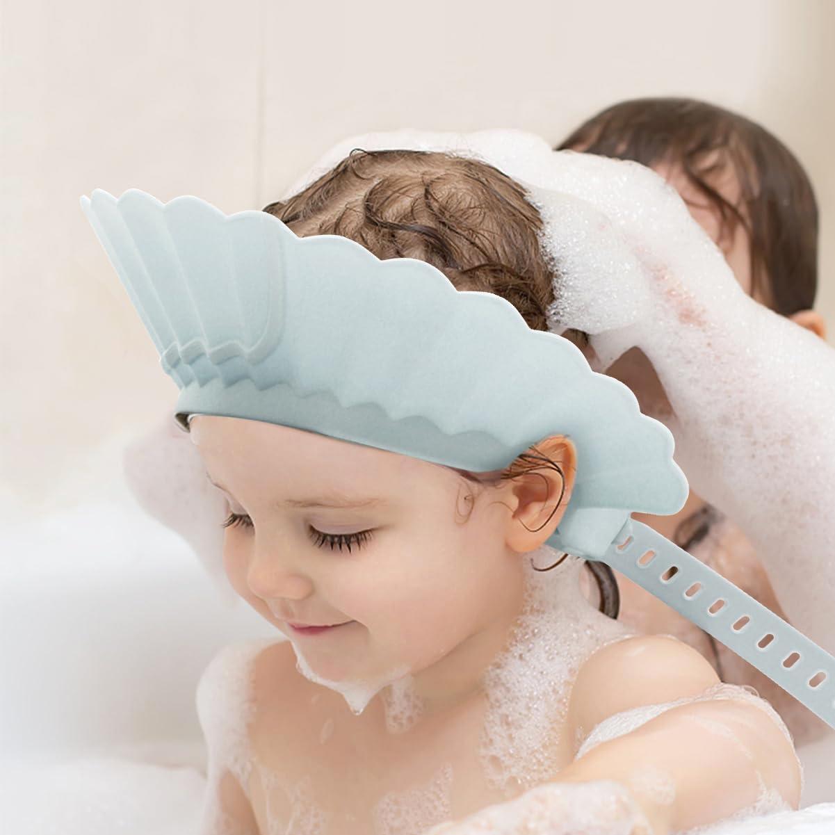 Gorro de Ducha para Bebé Azul Silicona Ajustable 38-60 cm