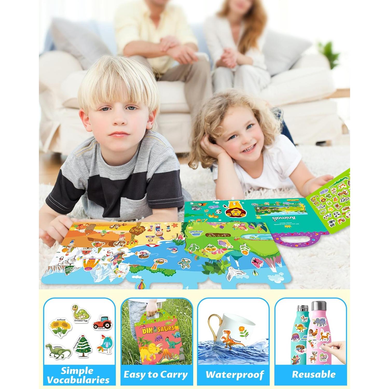 Libro de Pegatinas Reutilizables Walenced para Niños 2-4 Años