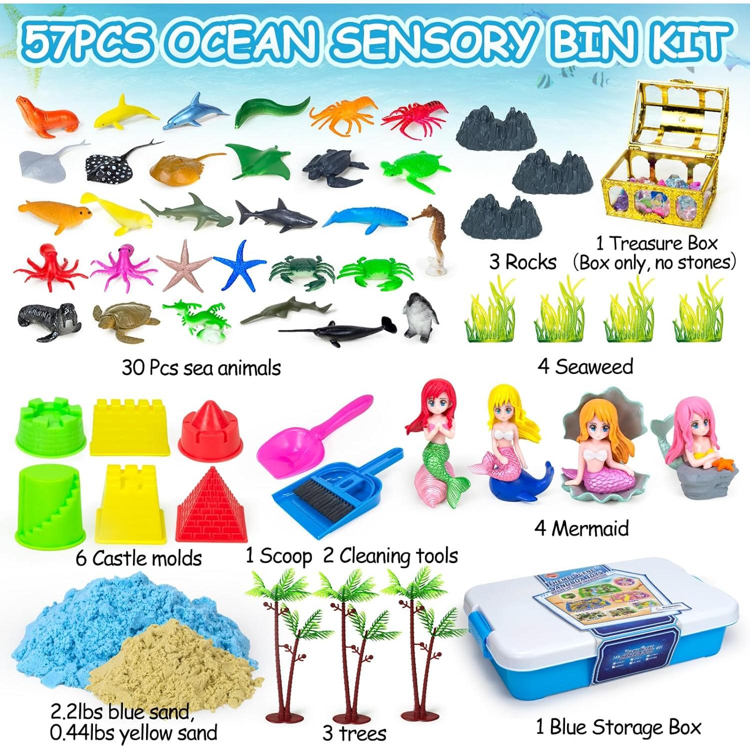 Kit de Arena Sensorial Oceánica Bloolilies 57 Piezas Juguete