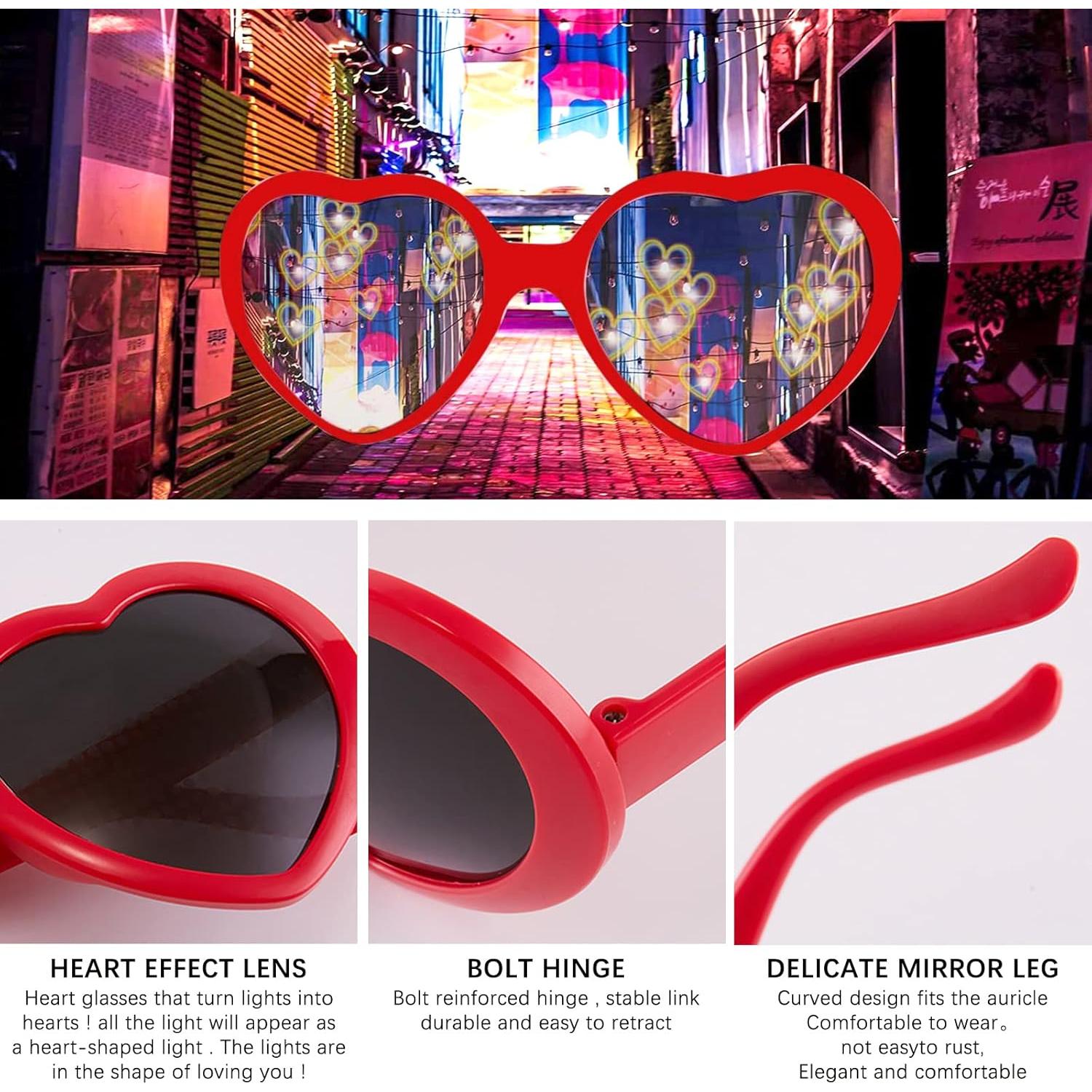 Gafas de sol YQVIE en forma de corazón con efecto de difracción