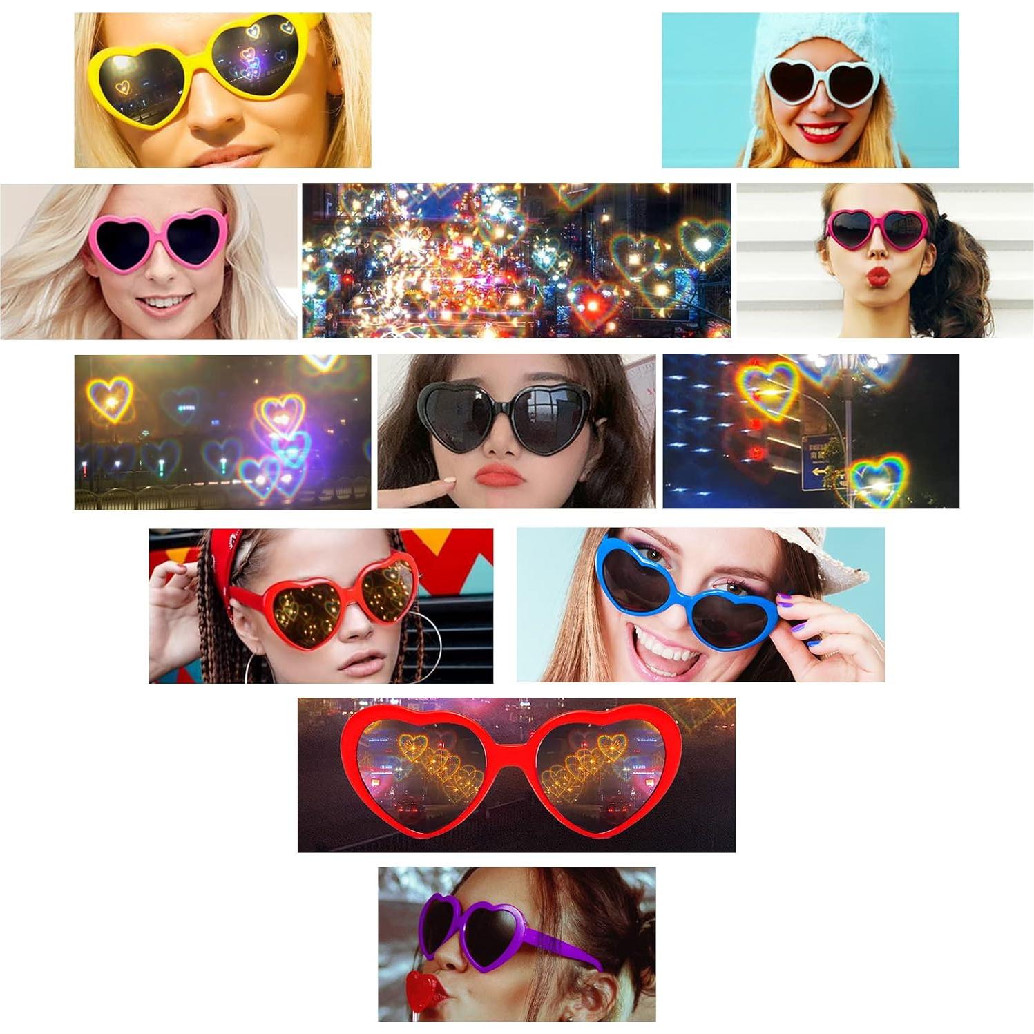 Gafas de sol YQVIE en forma de corazón con efecto de difracción