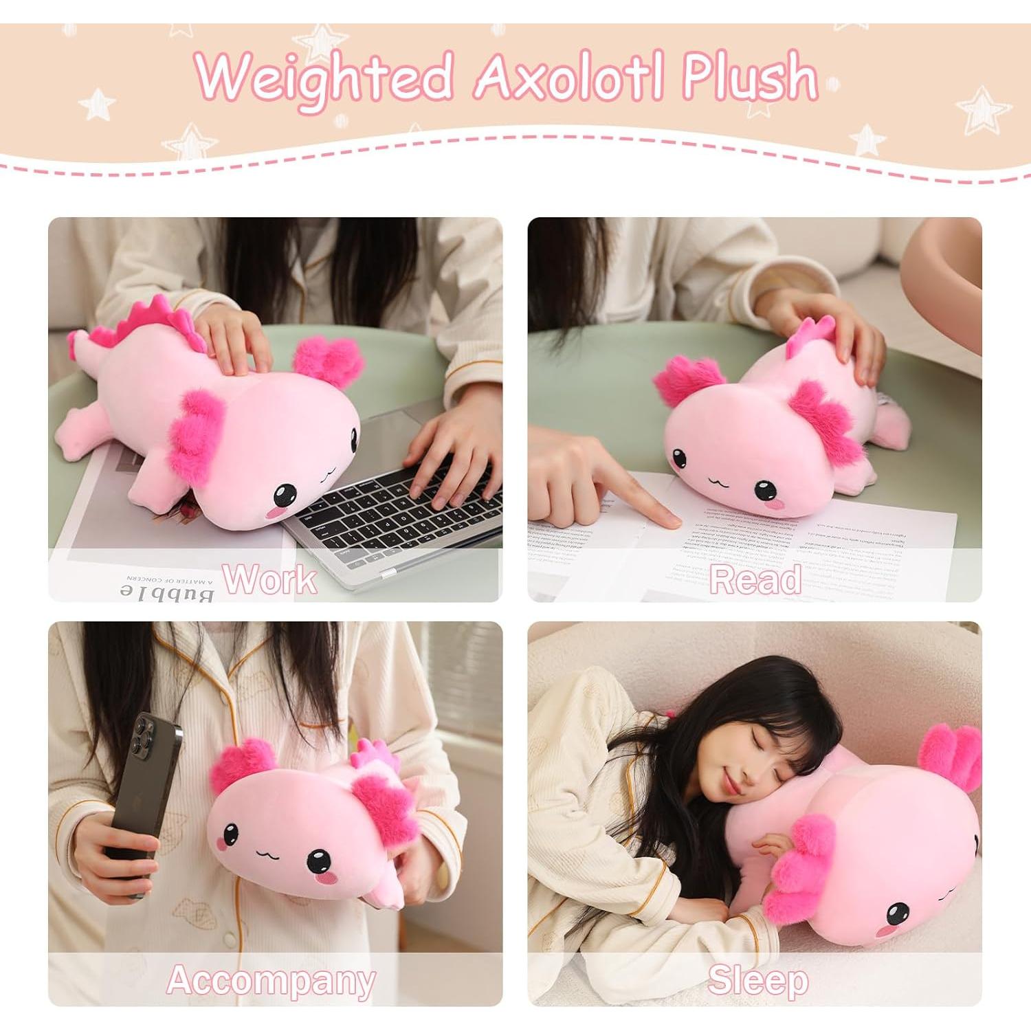 Axolote de Peluche con Peso SQEQE 25 cm Rosa Suave