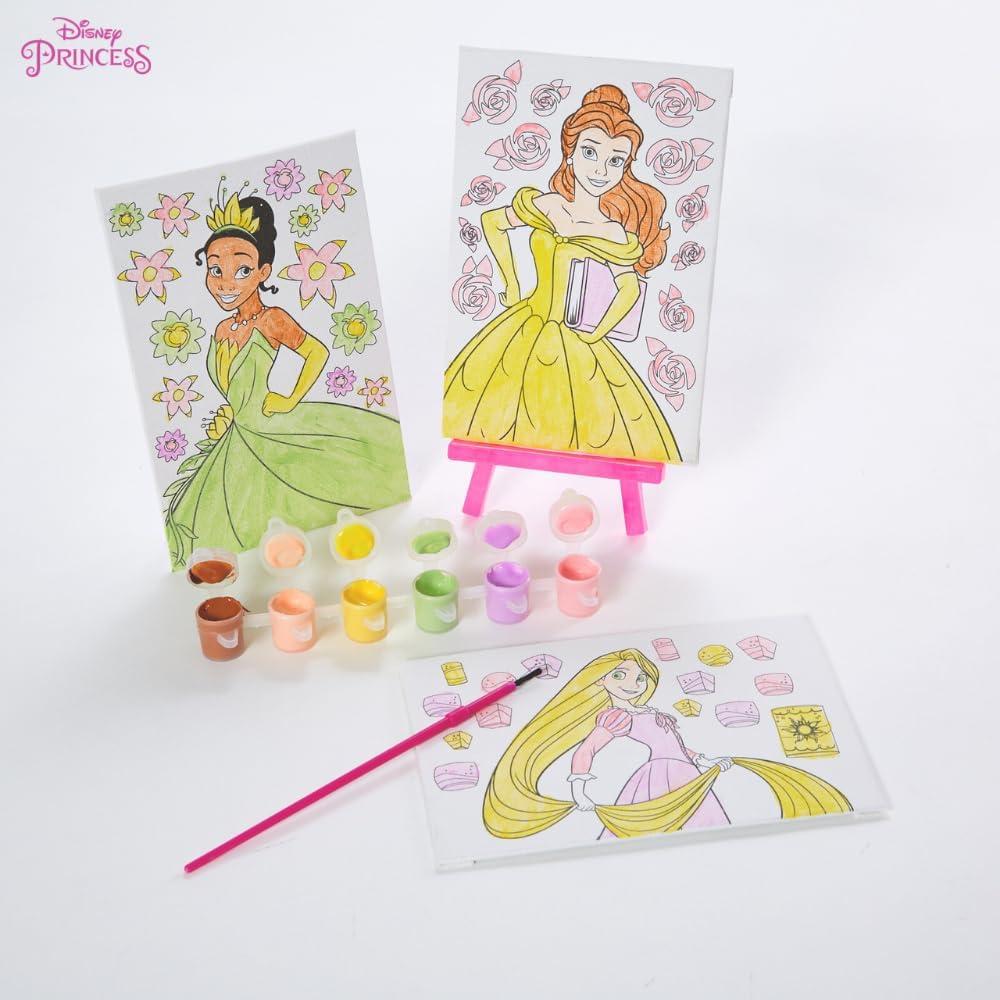 Juego de Pintura Acrílica Disney para Niños - 3 Lienzos y Caballete