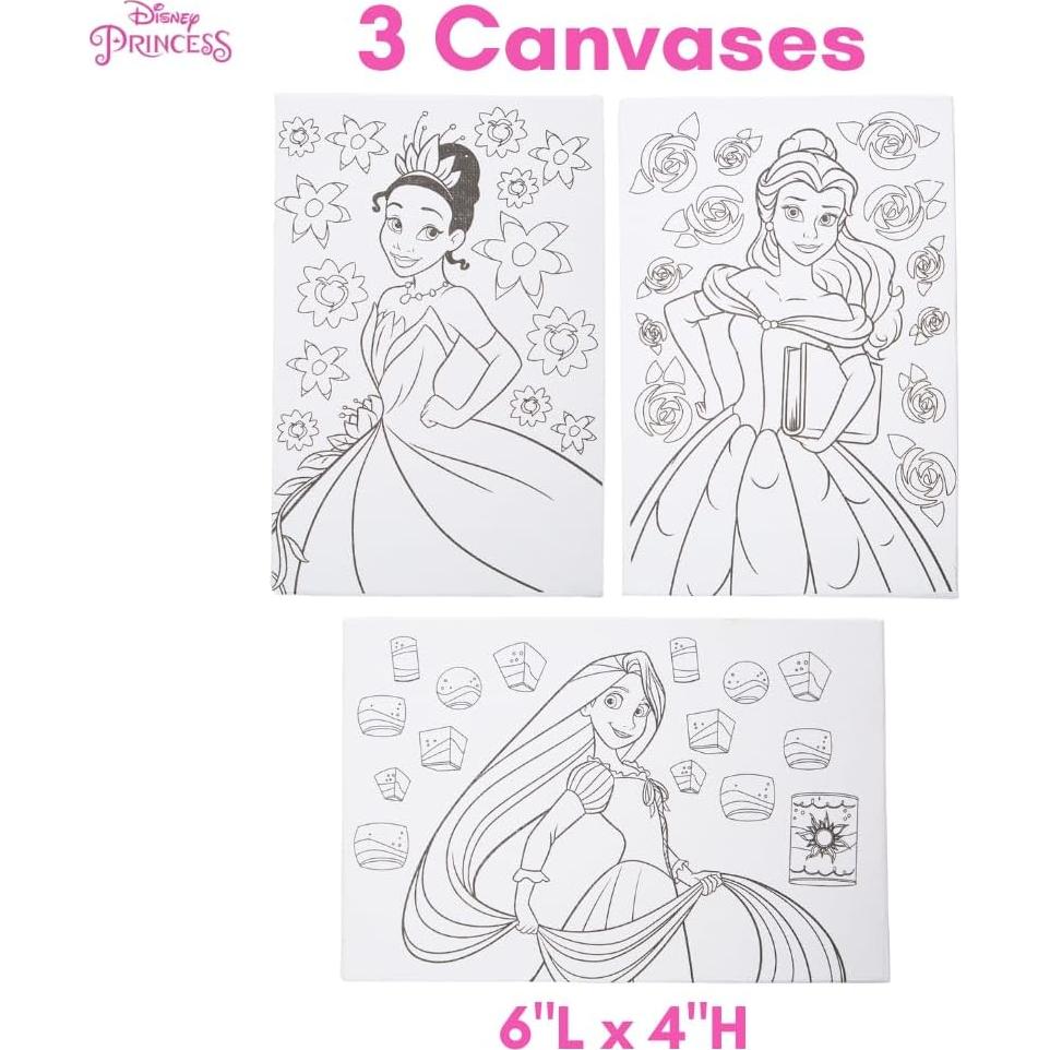 Juego de Pintura Acrílica Disney para Niños - 3 Lienzos y Caballete