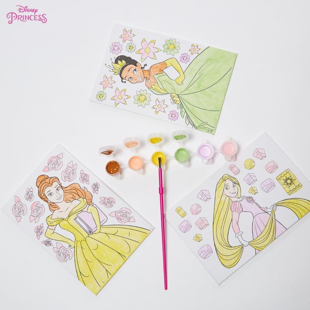 Juego de Pintura Acrílica Disney para Niños - 3 Lienzos y Caballete
