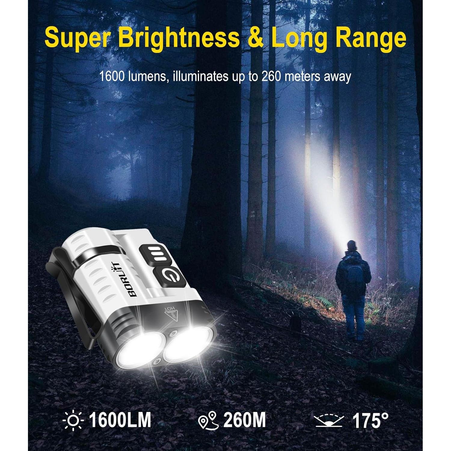 Linterna Potente BORUIT U6 Recargable USB C IP68 1100mAh