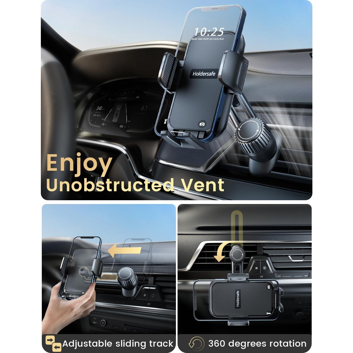 Soporte para Teléfono de Coche Holdersafe Negro Ajustable